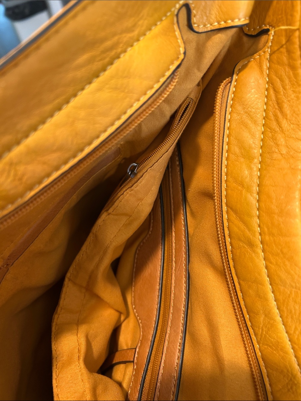 Mustard Yellow Hobo Style Shoulder Bag Faux Leather Slouchy Gold Yellow - Picture 5 of 11